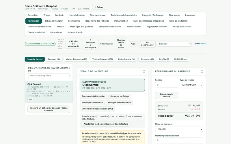 Les actes de chaque service sont facturés une seule fois.